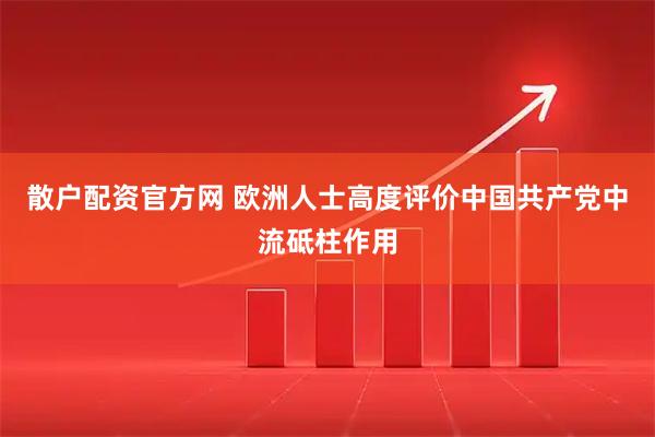散户配资官方网 欧洲人士高度评价中国共产党中流砥柱作用